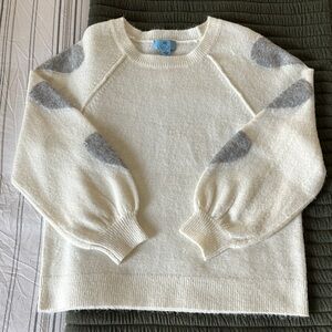 CeCe Cream and Gray Sweater with Hearts